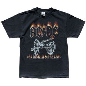 Vintage Y2K ACDC For Those About To Rock T Shirt Size M Black 2004